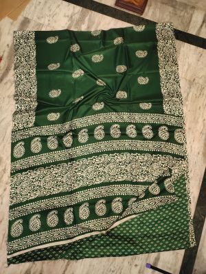Green Pure Handloom Silk Cotton Saree From Bengal
