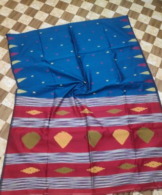 Multi Colour Pure Handloom Silk Cotton Saree From Bengal