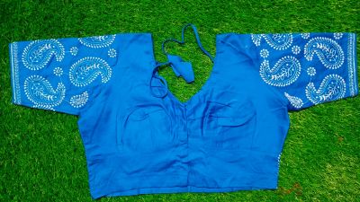 Sky Blue Mango Cotton Non Pad Readymade Blouse