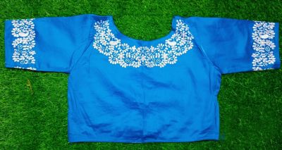 Sky Blue Botnik Cotton Non Pad Readymade Blouse