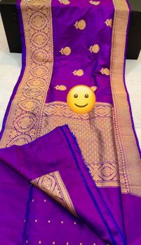 Purple Banarasi Silk Handloom Saree From Banaras