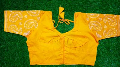 Yellow Mango Cotton Non Pad Readymade Blouse