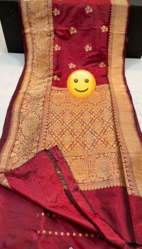 Maroon Banarasi Silk Handloom Saree From Banaras
