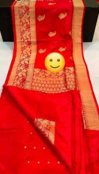 Red Banarasi Silk Handloom Saree From Banaras