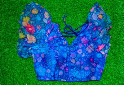 Blue Orgenga Silk Pad Readymade Blouse