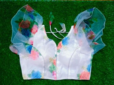 White Orgenga Silk Pad Readymade Blouse