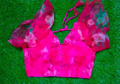 Pink Orgenga Silk Pad Readymade Blouse