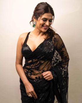 Black Sequence Work Georgette Saree
