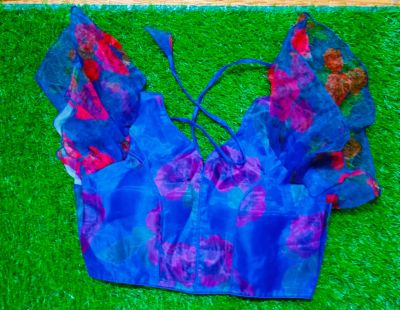 Blue Orgenga Silk Pad Readymade Blouse