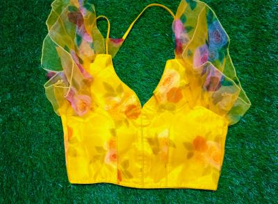 Yellow Orgenga Silk Pad Readymade Blouse
