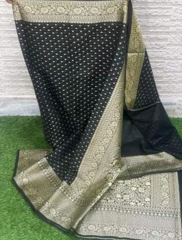 Black Buti Katan Georgette Saree
