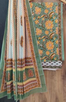 Army Brown Printed Suit With Flower Design Dupatta
