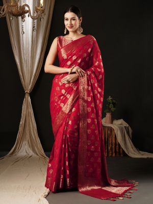 Old Brick Party Wear Georgette Banarasi Saree