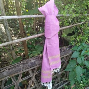 Baby Pink Plain Pure Handloom Cotton Stole