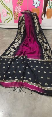 Multi Colour Pure Handloom Linen By Linen Saree From Bengal