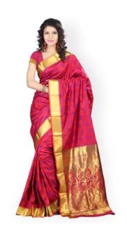 Pink Pure Handloom Silk Saree From Banaras