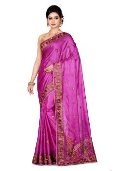 Pink Flower Pure Handloom Silk Saree