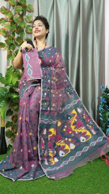 Purple Pure handloom Dhakai jamdani saree From bengal
