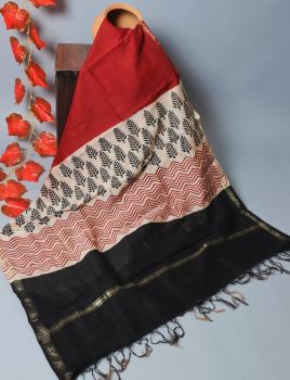 Bagru Hand Block Printed Chanderi Silk Dupatta