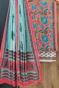 Dusty Pink Printed Suit With Flower Design Dupatta
