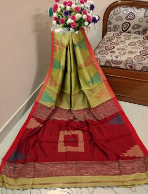 Multi Colour Pure Handloom Silk Cotton Saree From Bengal