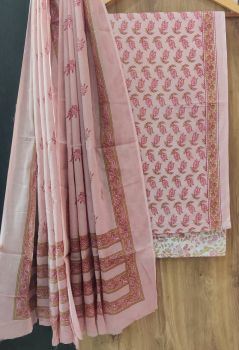Heathered Grey Printed Suit With Flower Design Dupatta