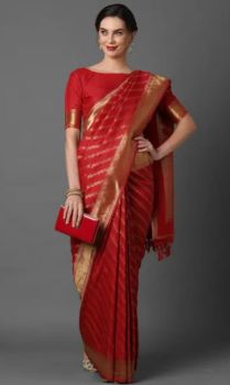 Red Pure Handloom Silk Saree From Banaras