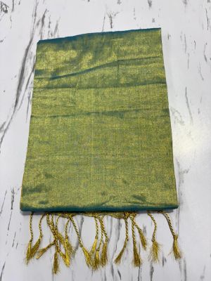 Green Pure Handloom Tissue Cotton Saree From Bengal