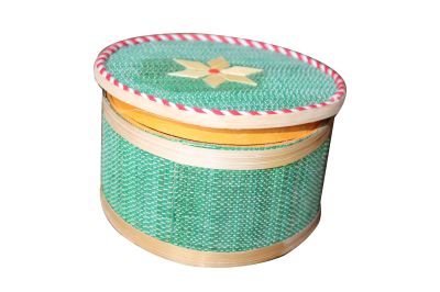 Jewellery Box Bamboo Cotton Round Tripuri