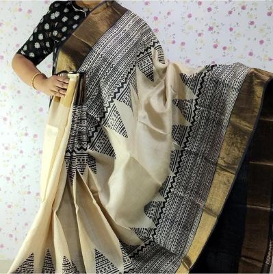 Multi Colour Pure Handloom Tussar Silk Saree From Bengal