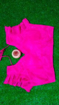 Pink Net Hakuba Silk Cotton Pad Readymade Blouse