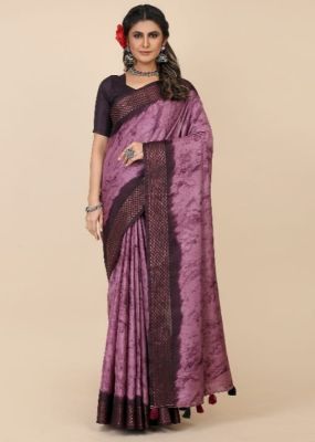 Dusty Purple Pure Handloom Banarasi Silk Saree From Banaras
