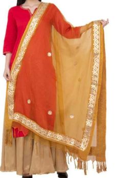 Light Yellow Art Silk Bandhani Work From Banaras