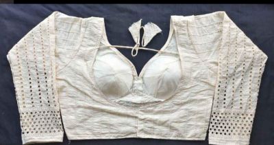 White Full Sobsachi Kart Cotton Pad Readymade Blouse