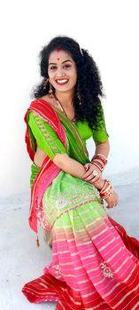 Pink Green Flower Design Hand Katdana Zari WivesWork Georgette Saree