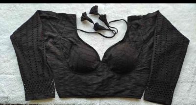 Black Full Sobsachi Kart Cotton Pad Readymade Blouse