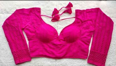 Pink Full Sobsachi Kart Cotton Pad Readymade Blouse
