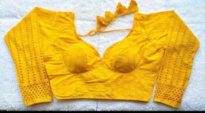 Yellow Full Sobsachi Kart CottonPad Readymade Blouse