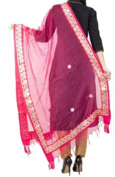 Light Pink Plain Silk Dupatta From Banaras