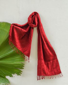 Red Eri Silk Stole Natural Dyed From Assam