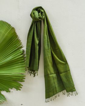 Leaf Green Eri Silk Stole Natural Dyed From Assam