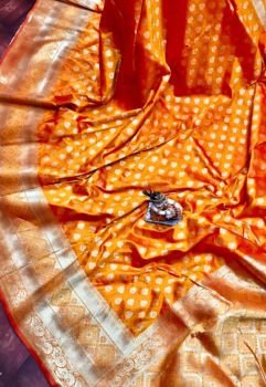 Sunshade Banarasi Silk Antique Gold Zari Saree From Banaras