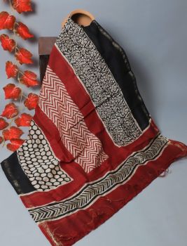 Bagru Hand Block Printed Chanderi Silk Dupatta