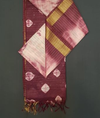 Wine Berry Pure Handloom Katan Silk Saree From Bhagalpur
