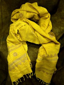 Yellow Natural Dyed Eri Stole From Assam