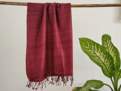Maroon Eri Silk Natural Dyed Stole From Assam