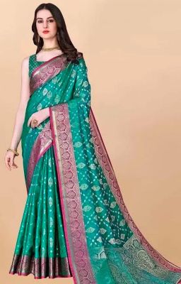 Aqua Blue Pure Handloom Silk Saree From Banaras