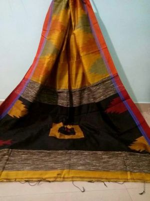 Multi Colour Pure Handloom Silk Cotton Saree From Bengal