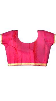 Kanchipuram Saree withChecks with butta bordered sareewith Self Embossed DesignDark pink pallu