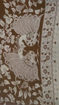 Coffee Brown & Offwhite Kalamkari Cotton Saree